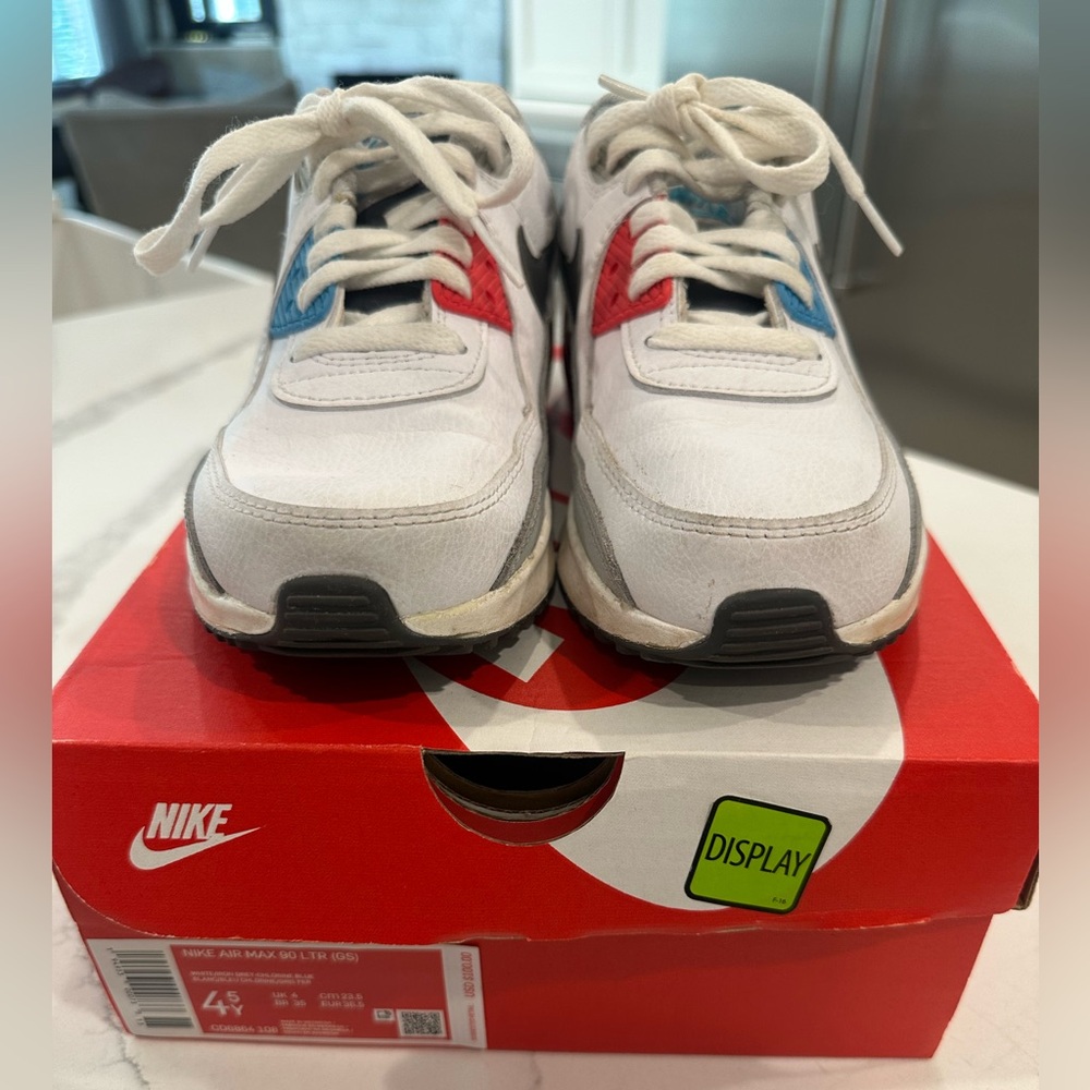 Nike Air Max 90 Big Kids Sneakers - White, Red, Blue